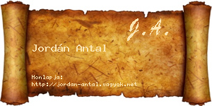 Jordán Antal névjegykártya